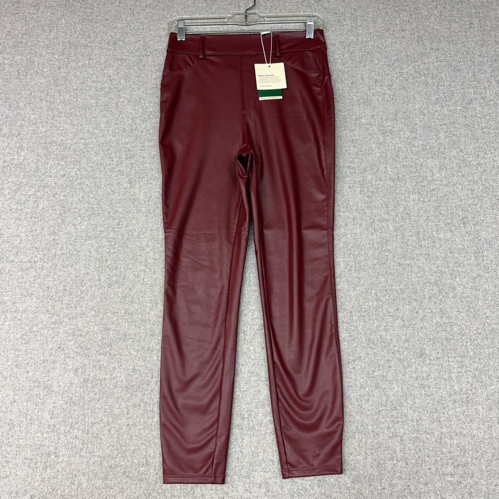 Halara Faux Leather Leggings S Burgundy Red High Waisted Stretch Skinny Pants